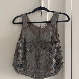 Really fun Silver sequin crop tank top by Parker